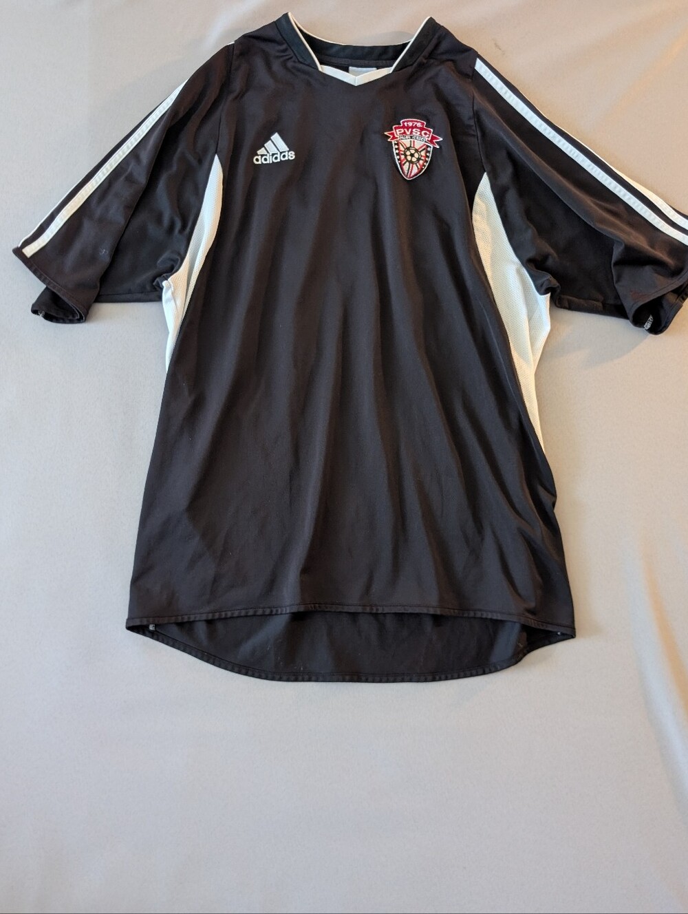 adidas Black and White Youth Soccer Jersey with Team Crest